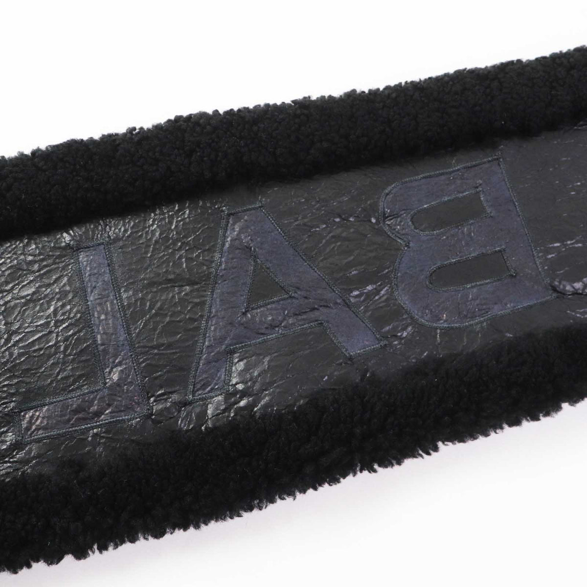 balenciaga Lamb Fur Logo Scarf Black White