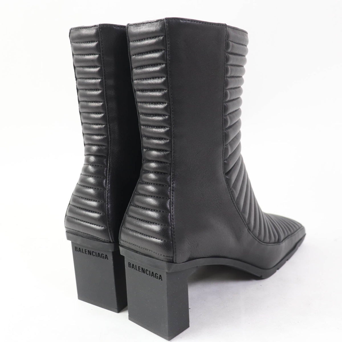 balenciaga Quilted Leather Ankle Boots Black 38