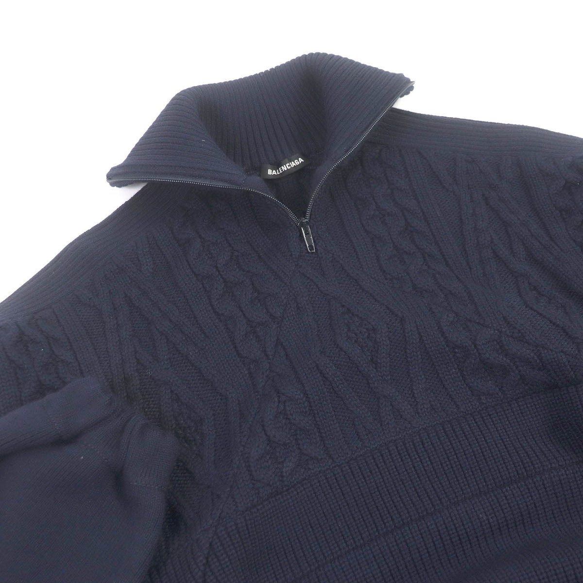 balenciaga Wool Acrylic Oversized High Neck Zip Sweater XS