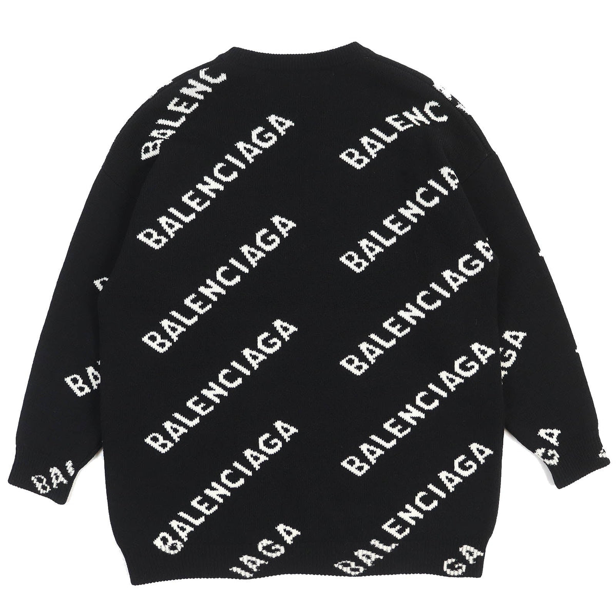 balenciaga Wool Polyester Jacquard Logo Knit XS