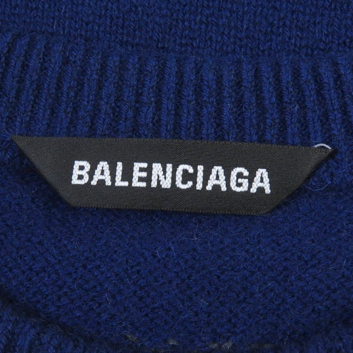 balenciaga Cashmere Logo Knit Sweater Blue XS