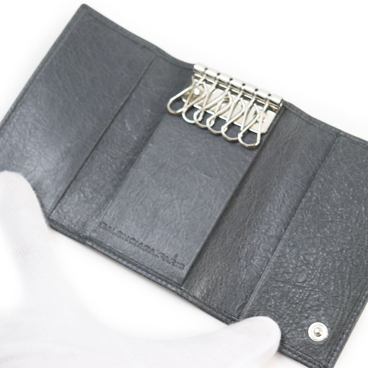 balenciaga Leather Key Holder Gray