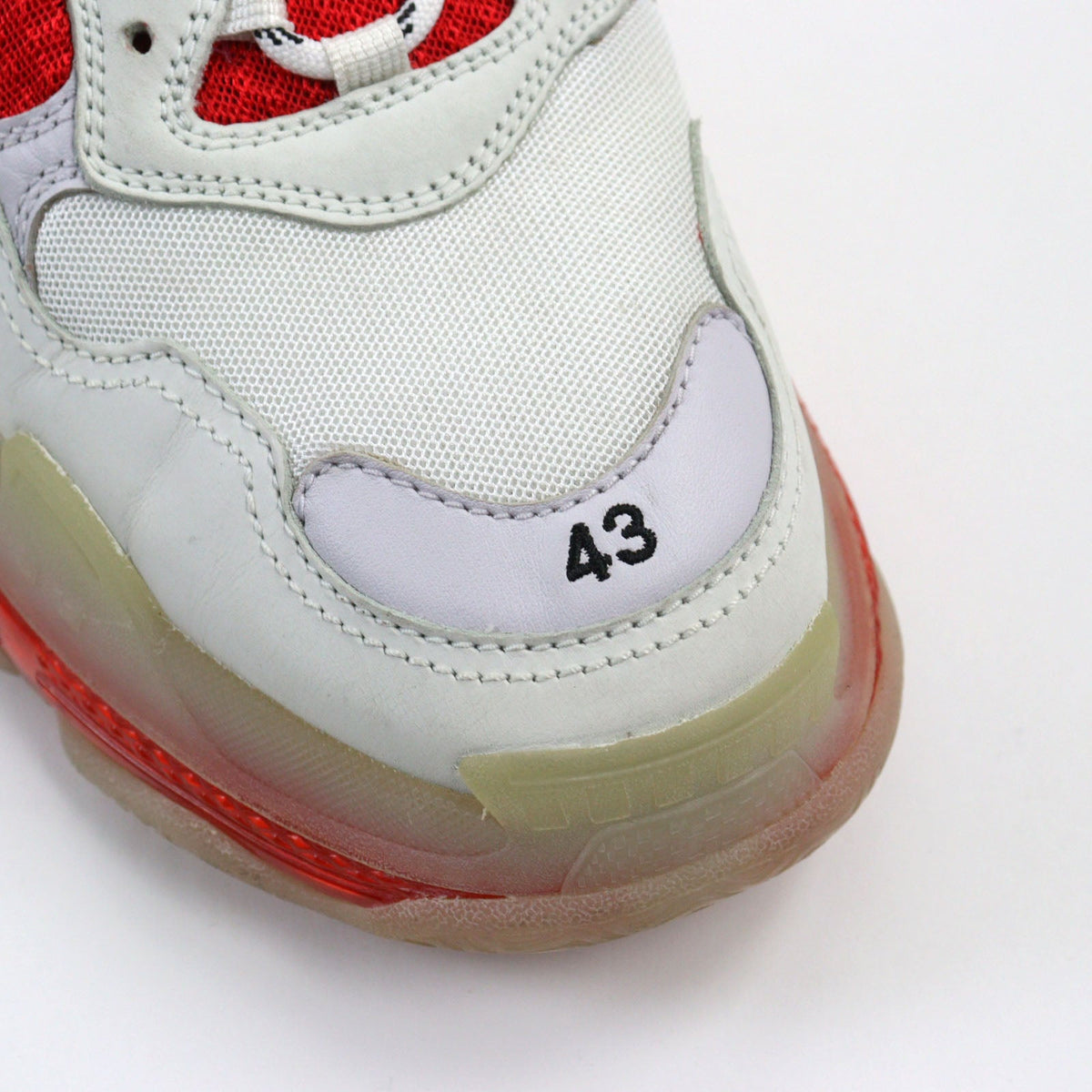 balenciaga Triple S Leather Sneakers White Red