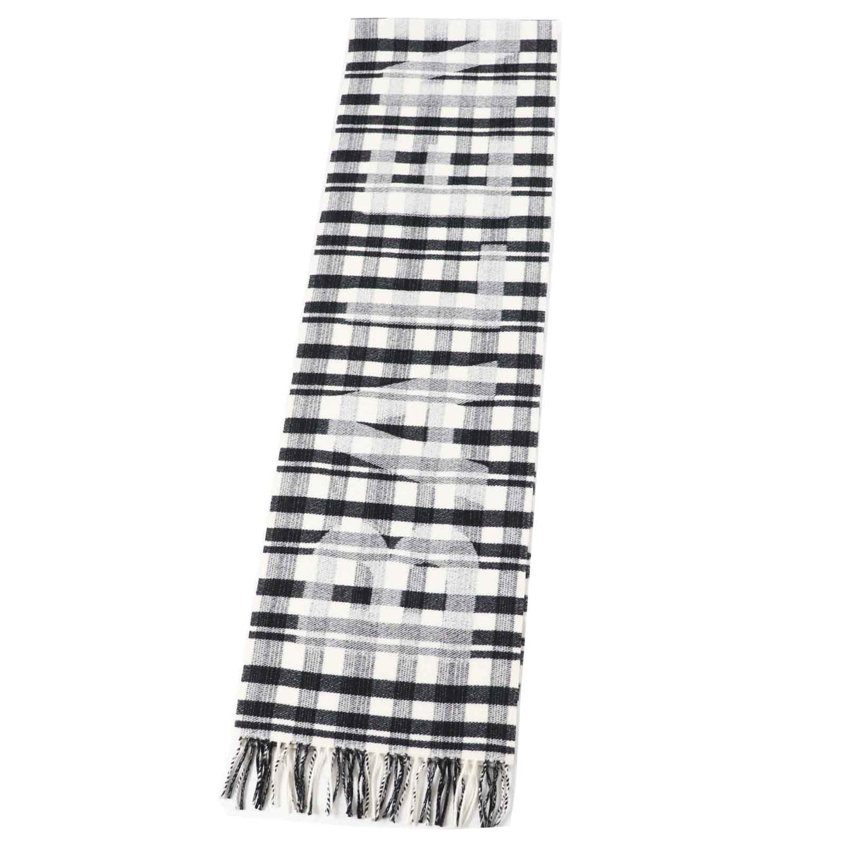 balenciaga Wool Logo Check Scarf with Fringe