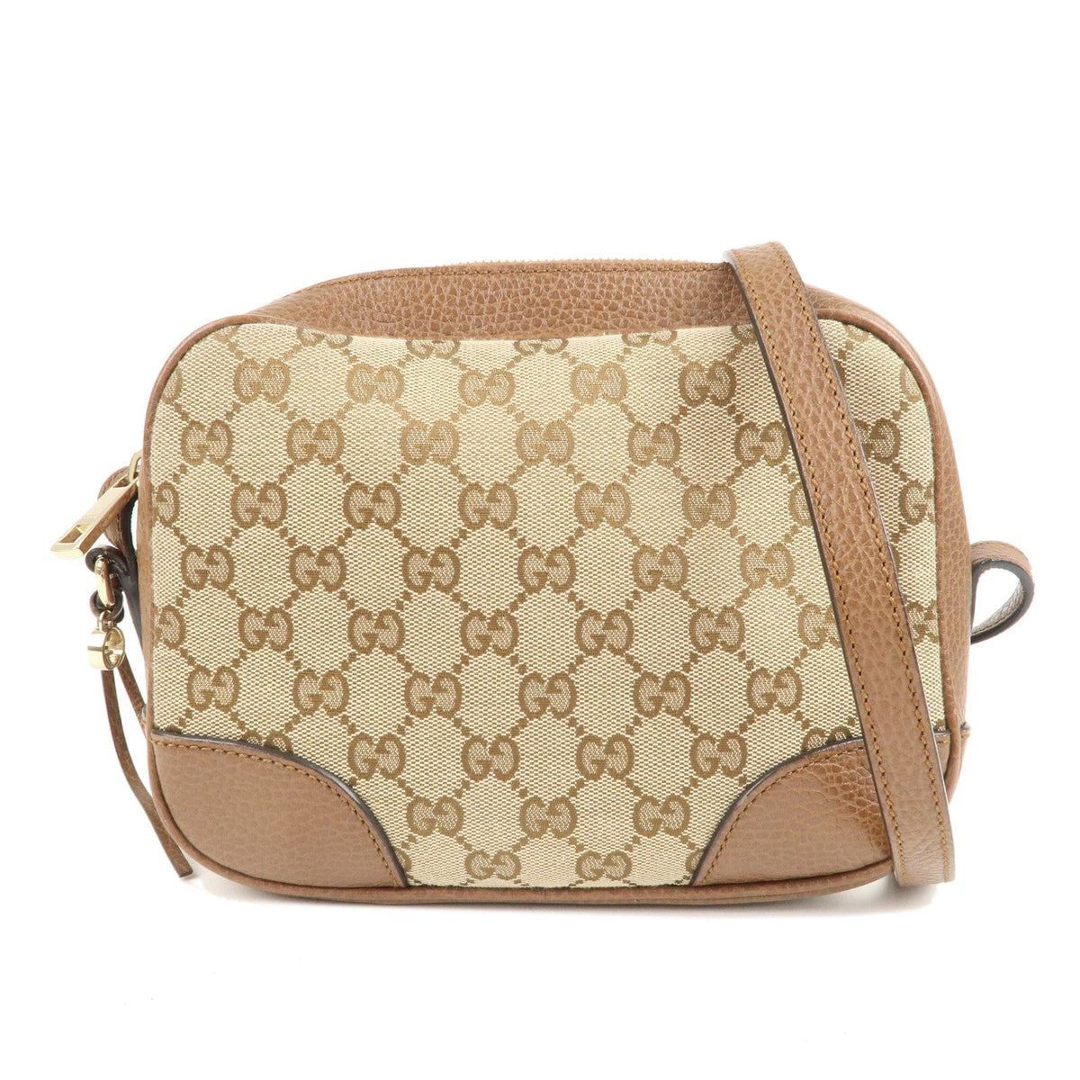 GUCCI GG Canvas Leather Shoulder Crossbody Bag Beige Brown 449413