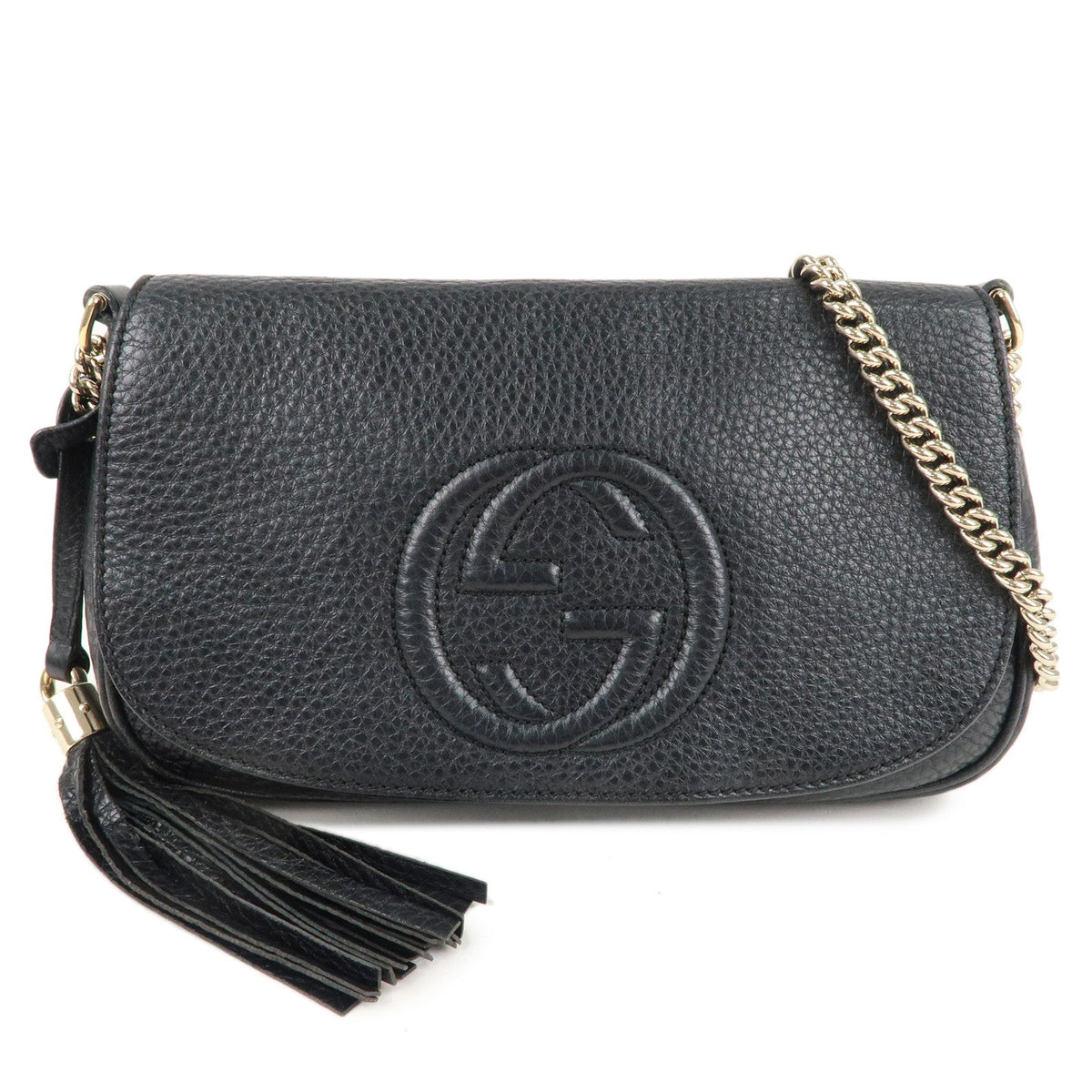 GUCCI SOHO Leather Chain Shoulder Bag Purse Black 336752
