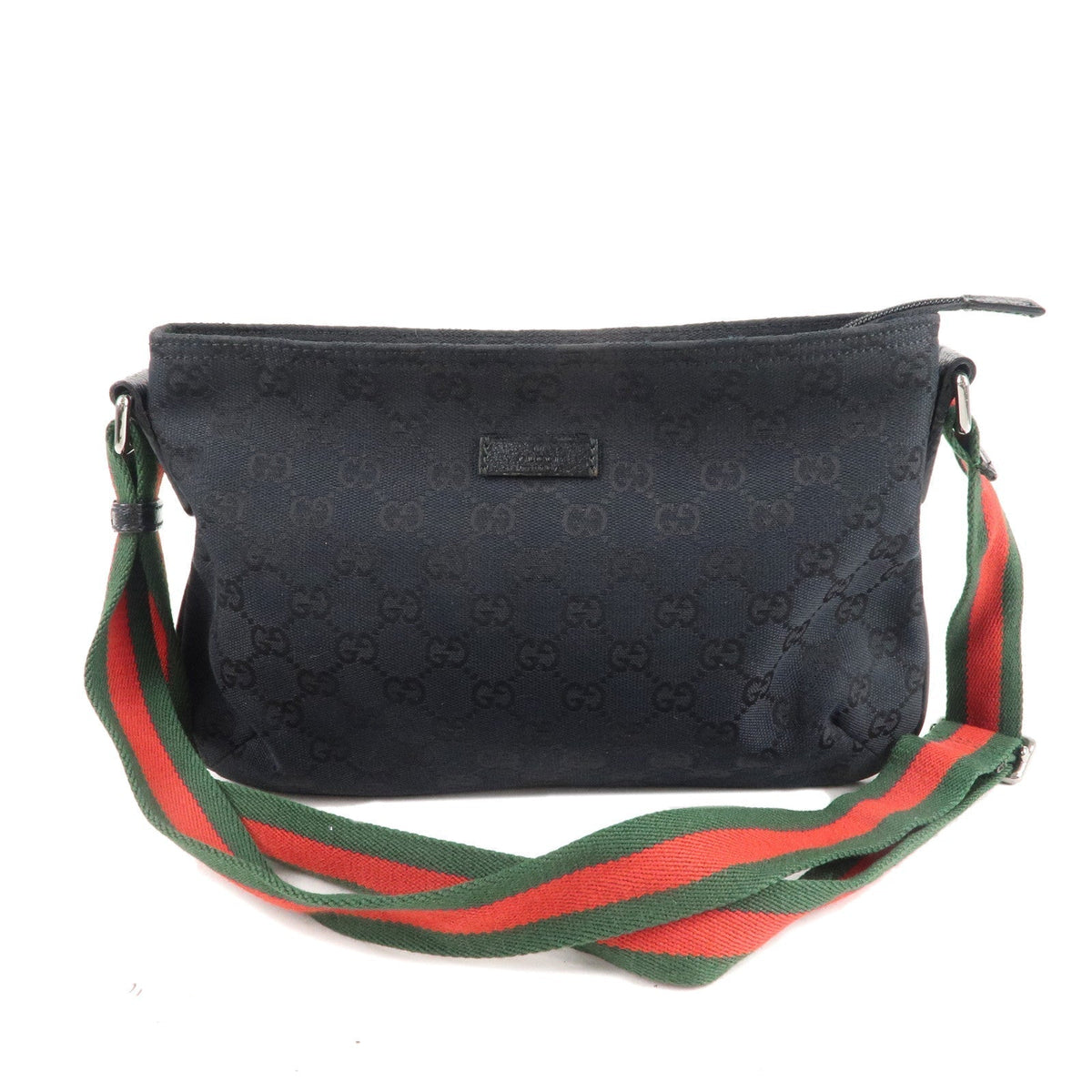 GUCCI Sherry GG Canvas Leather Shoulder Bag Black 189749