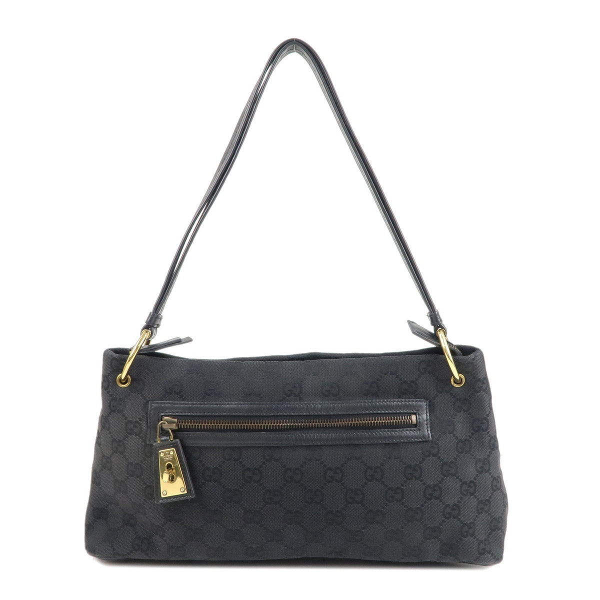 GUCCI GG Canvas Leather Shoulder Bag Hand Bag Black 90699