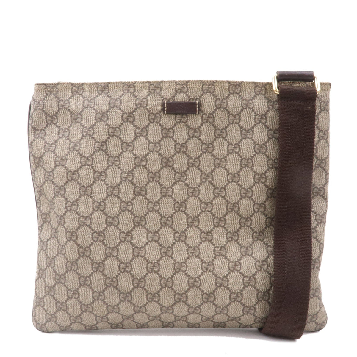 GUCCI GG Supreme Leather Shoulder Bag Beige Brown 201446