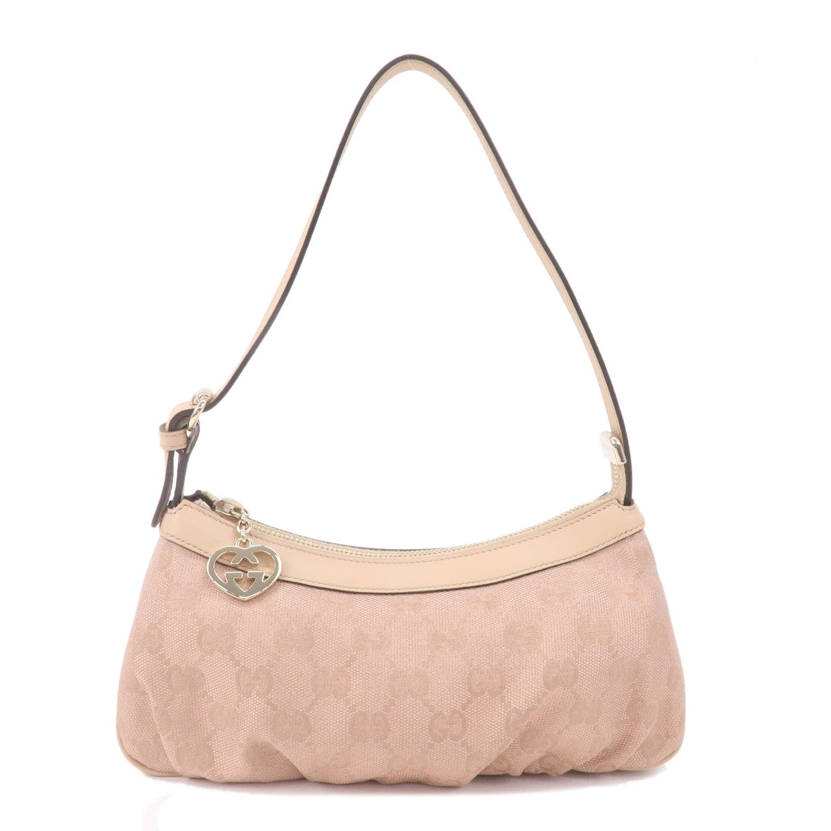 GUCCI Lovely GG Canvas Leather Hand Bag Pink Beige 245938