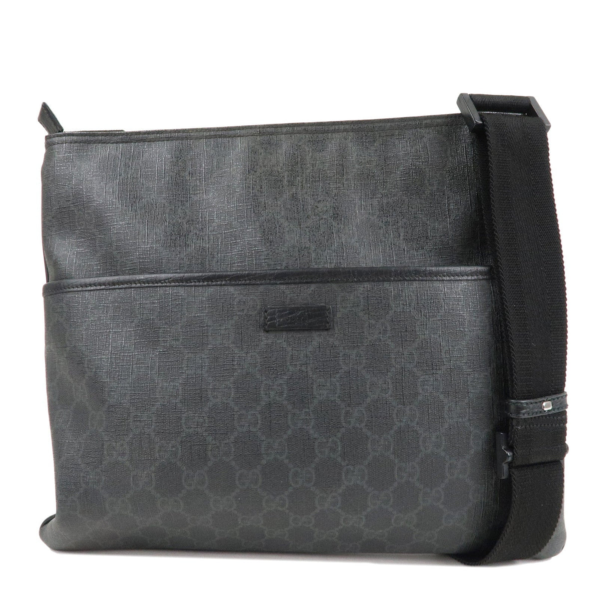 GUCCI GG Supreme Leather Shoulder Bag Black 162904