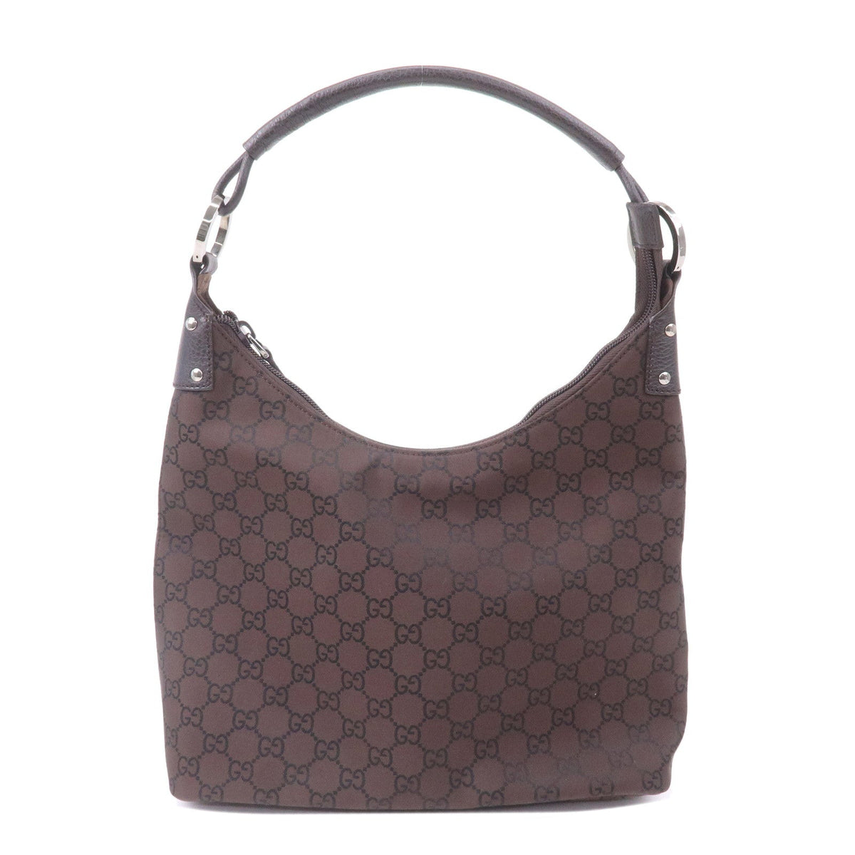 GUCCI GG Nylon Leather Shoulder Bag Hand Bag Brown 179776