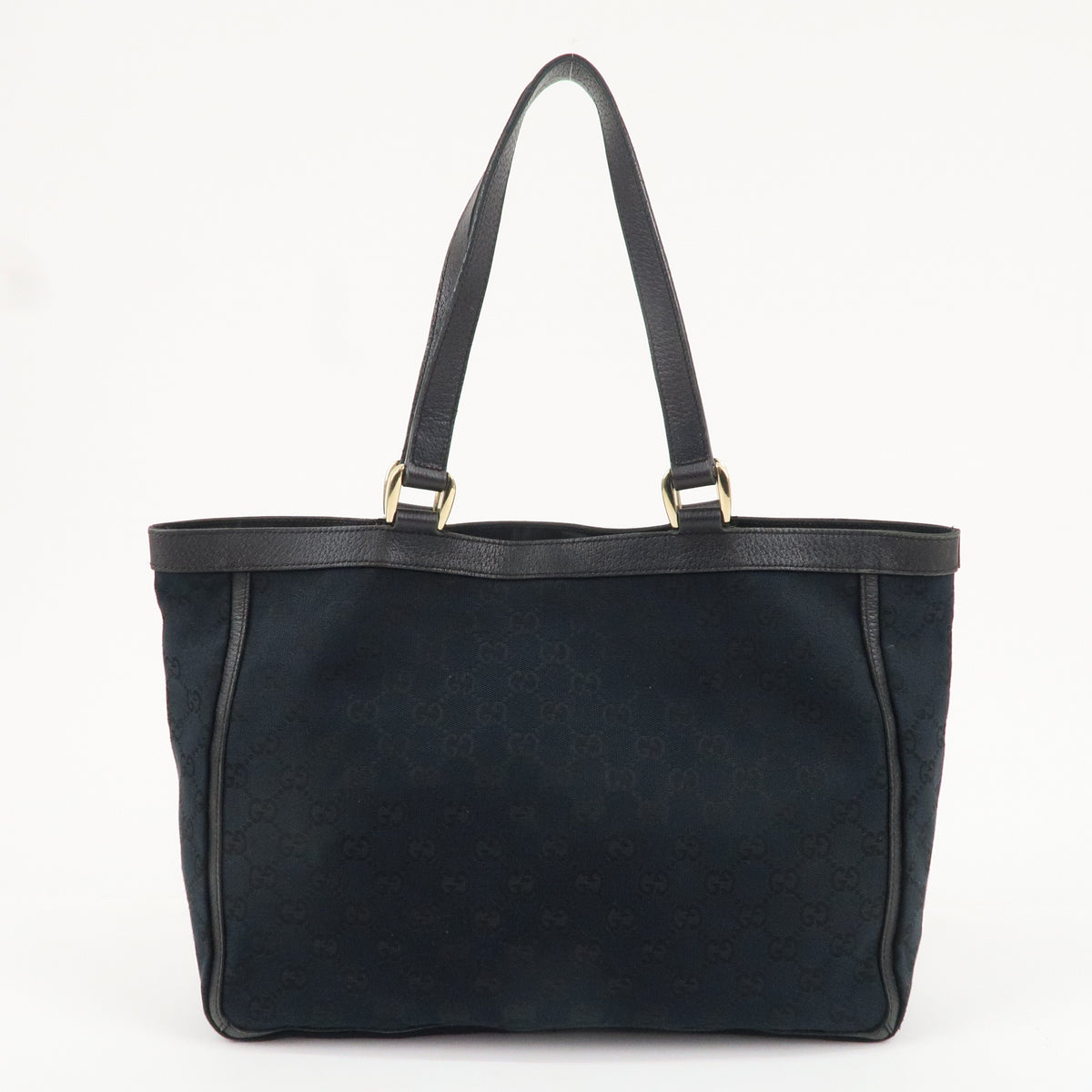 GUCCI Abbey GG Canvas Leather Tote Bag Hand Bag Black 146247