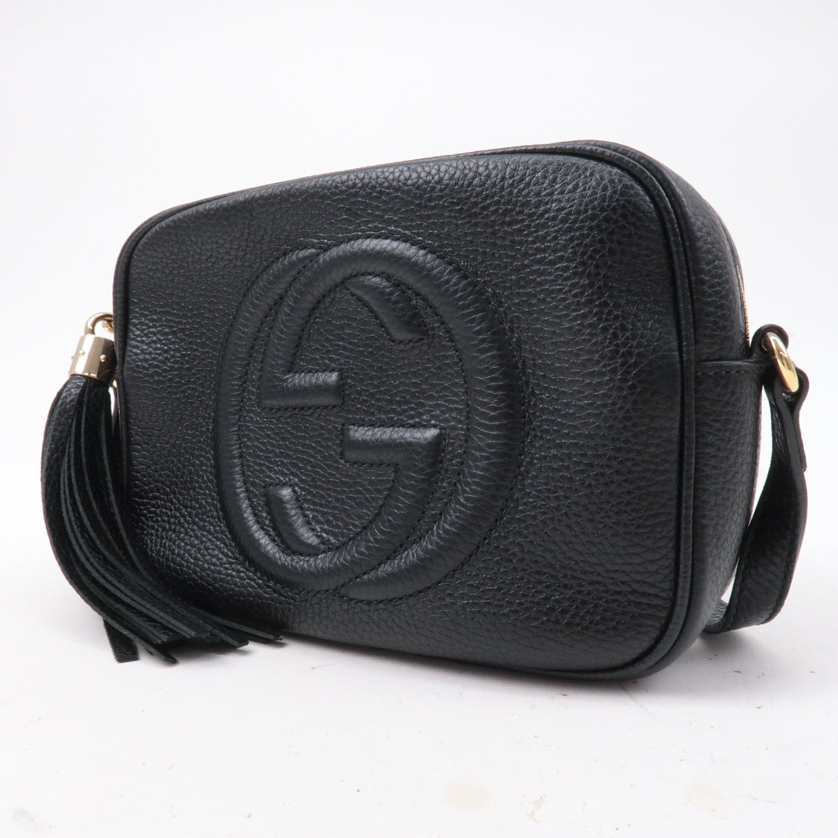 GUCCI SOHO Small Disco Leather Shoulder Bag Black 308364