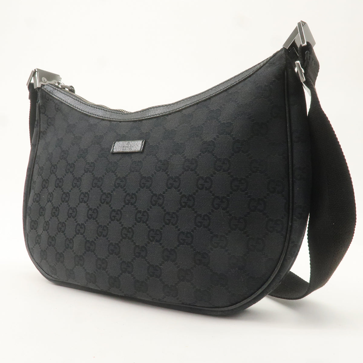 GUCCI GG Canvas Leather Shoulder Bag Cross Body Black 122790