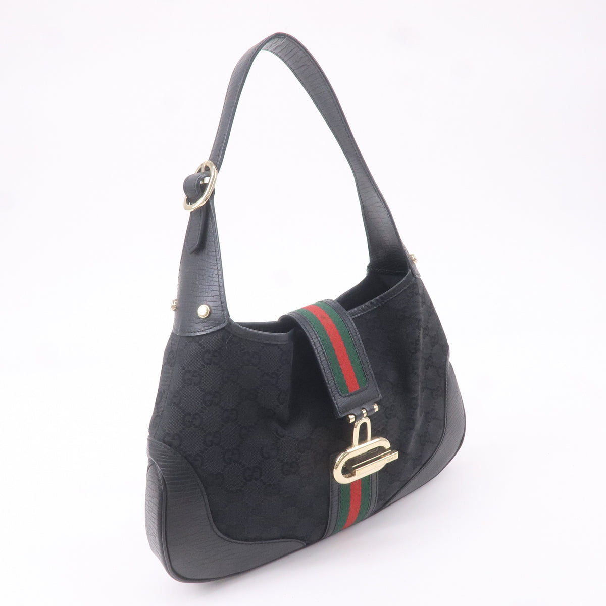 GUCCI Sherry GG Canvas Leather Shoulder Bag Black 130779