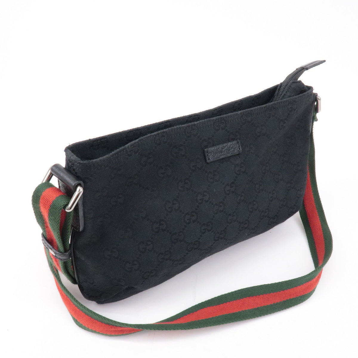 GUCCI Sherry GG Canvas Leather Shoulder Bag Black 189749