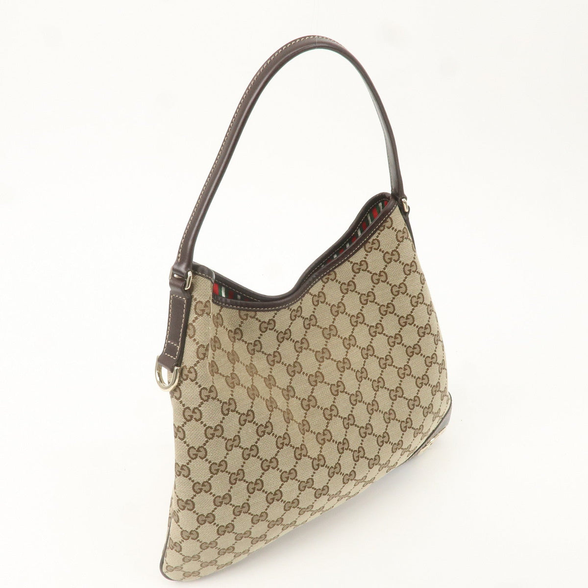 GUCCI GG Canvas Leather Shoulder Bag Beige Brown 169947