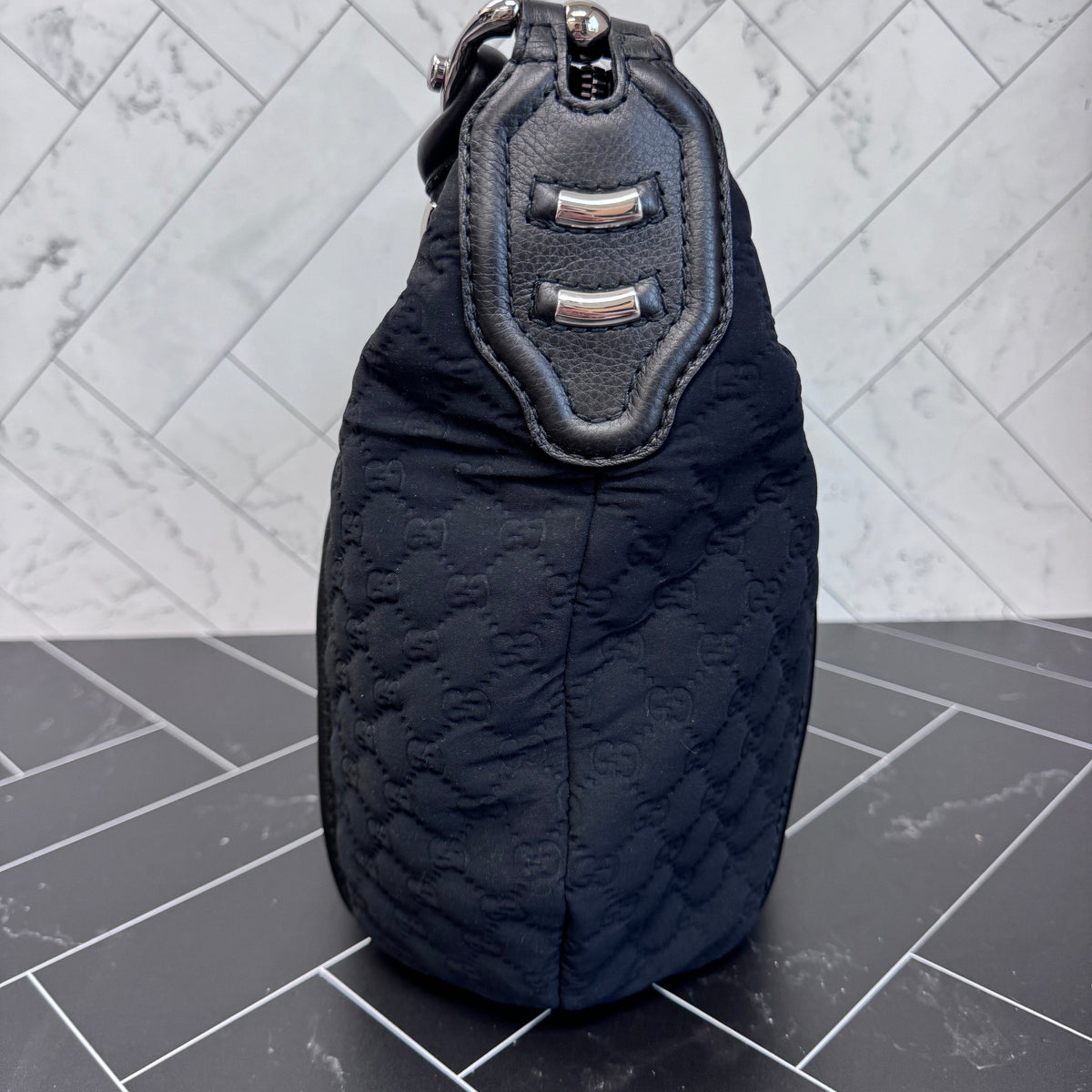 Gucci Black Neoprene GG Shoulder Bag
