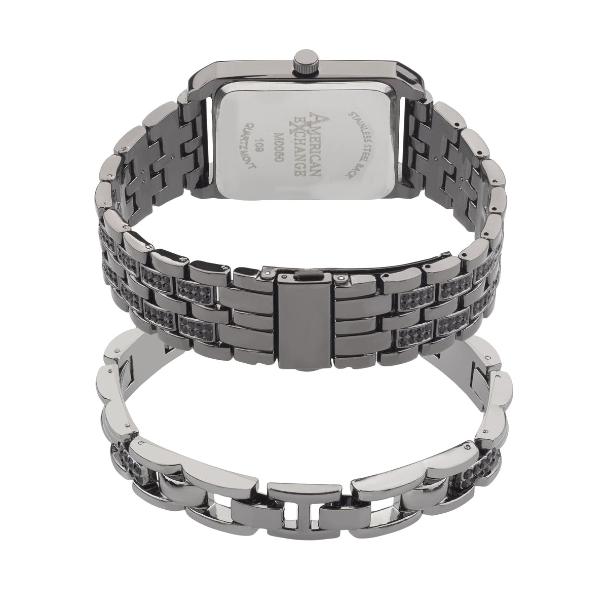 American Exchange Mens Black Watch & Bracelet Set