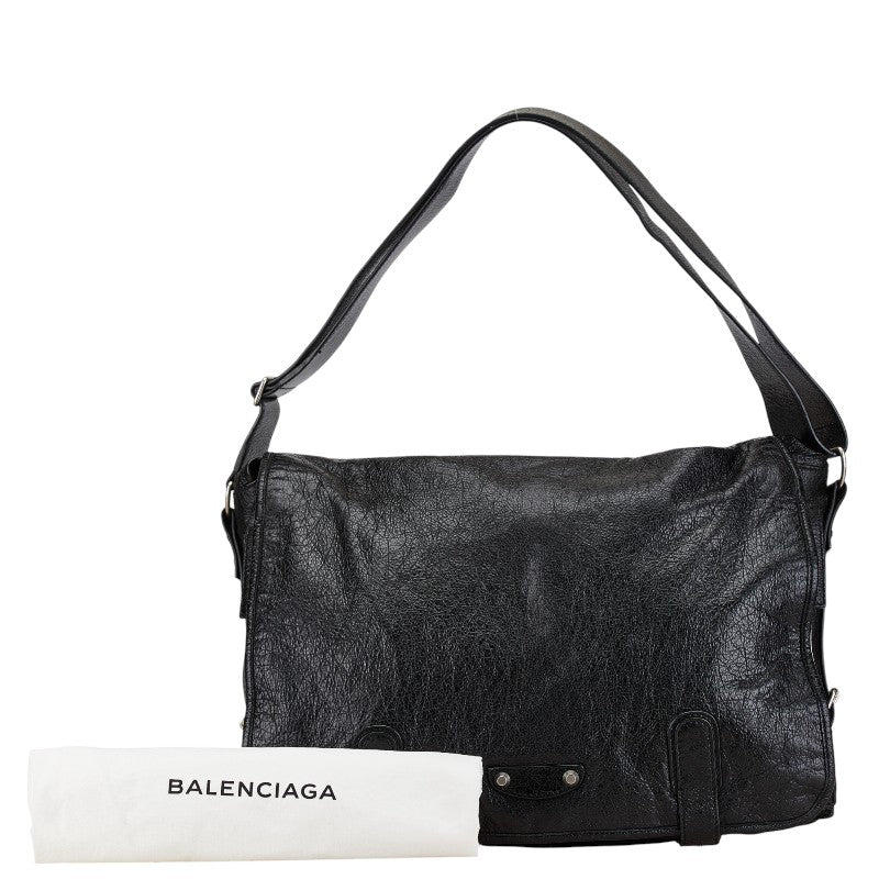 balenciaga Leather Classic Messenger Bag Black