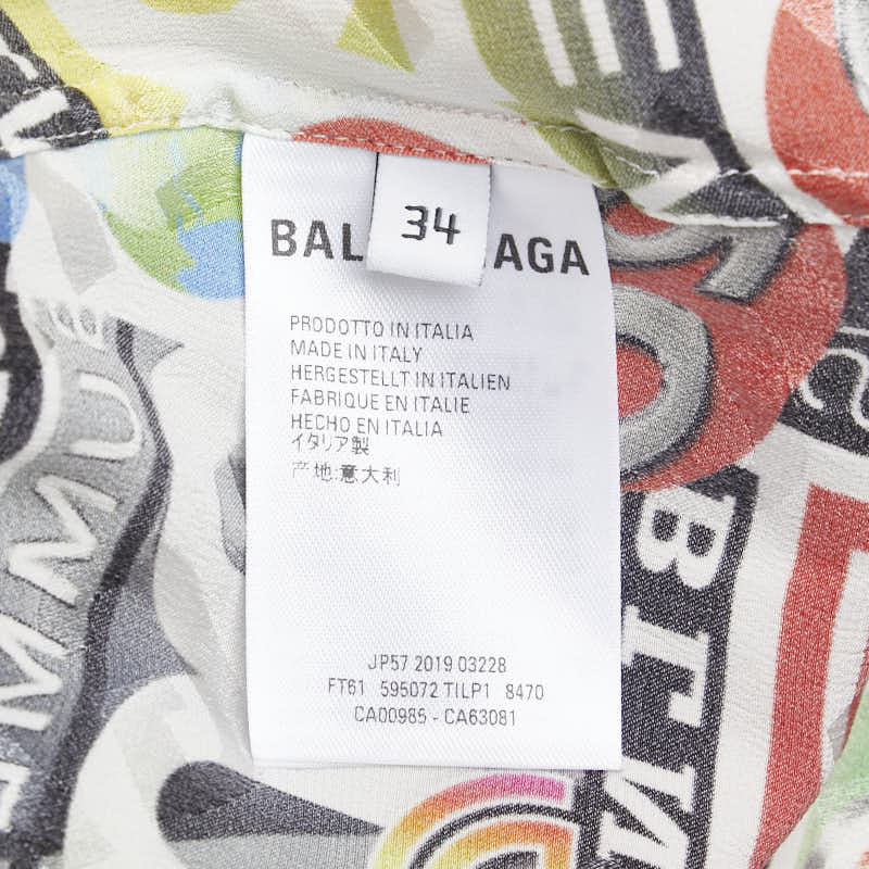 balenciaga Logo Silk Long Sleeve Shirt Blouse