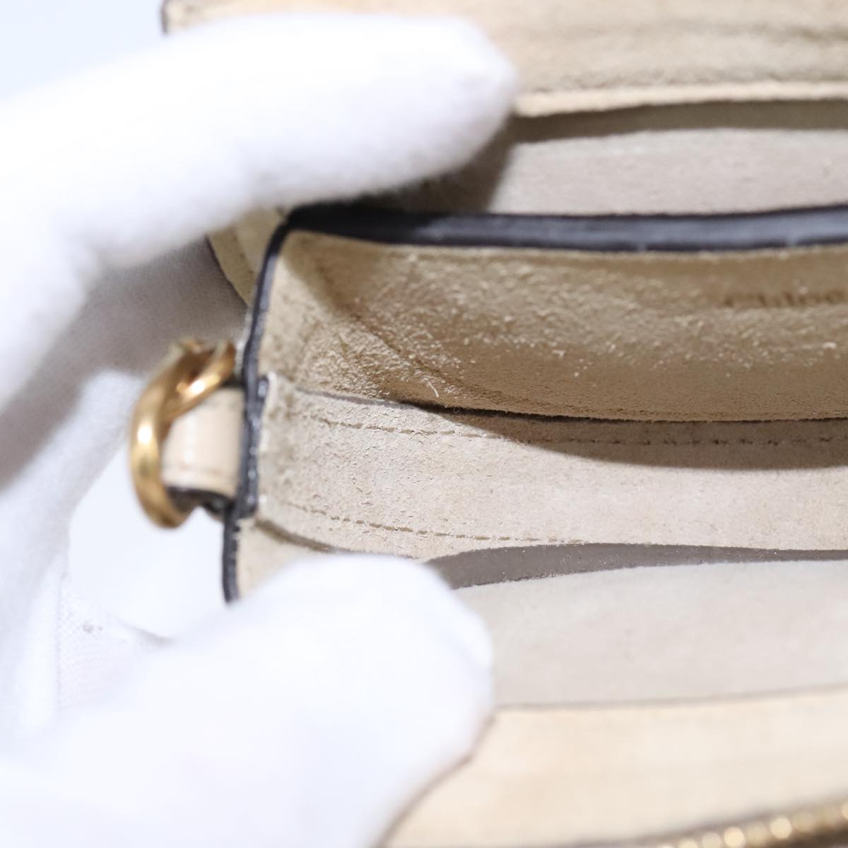 Chloe Pixy Hand Bag Leather 2way Beige Gold 104268