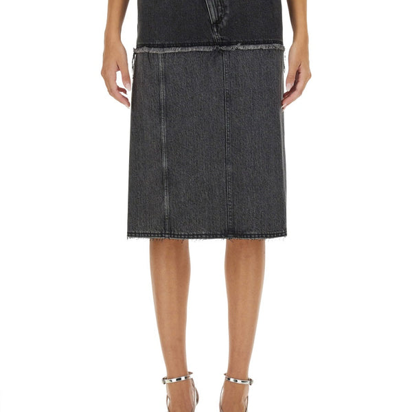Alexander Mcqueen Women Two-Tone Denim Skirt