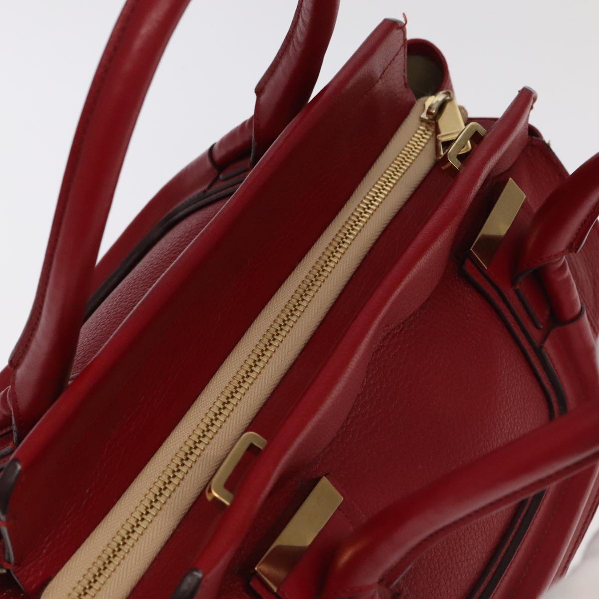 Chloe Mercy Hand Bag Leather 2way Red Gold 106233