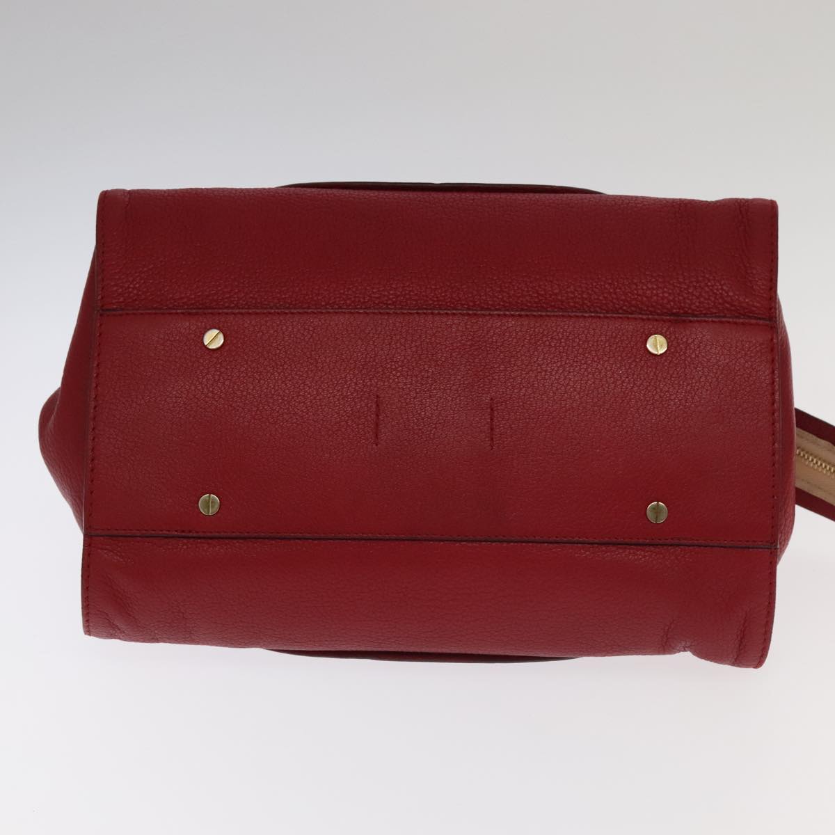 Chloe Mercy Hand Bag Leather 2way Red Gold 106233