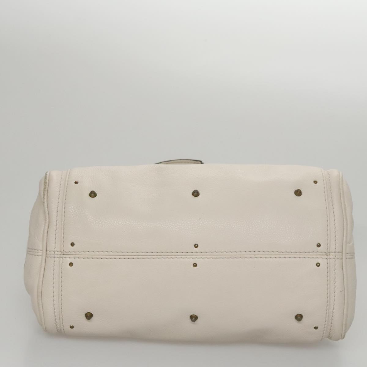 Chloe Paddington Hand Bag Leather White Gold Silver 107360