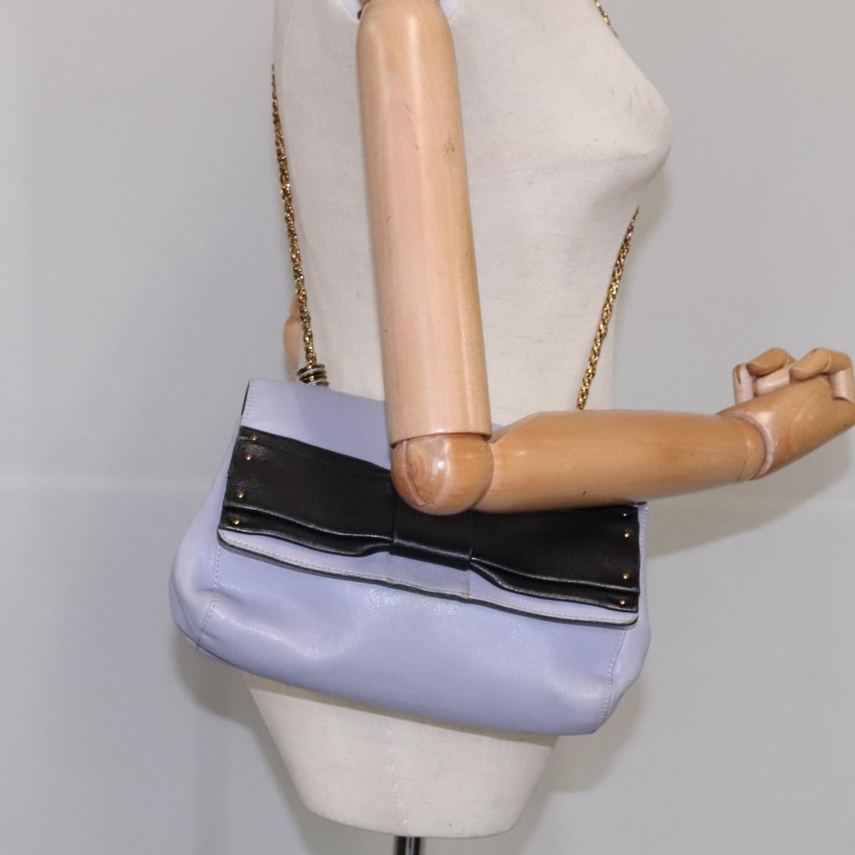 Chloe Chain Shoulder Bag Leather Purple 110018