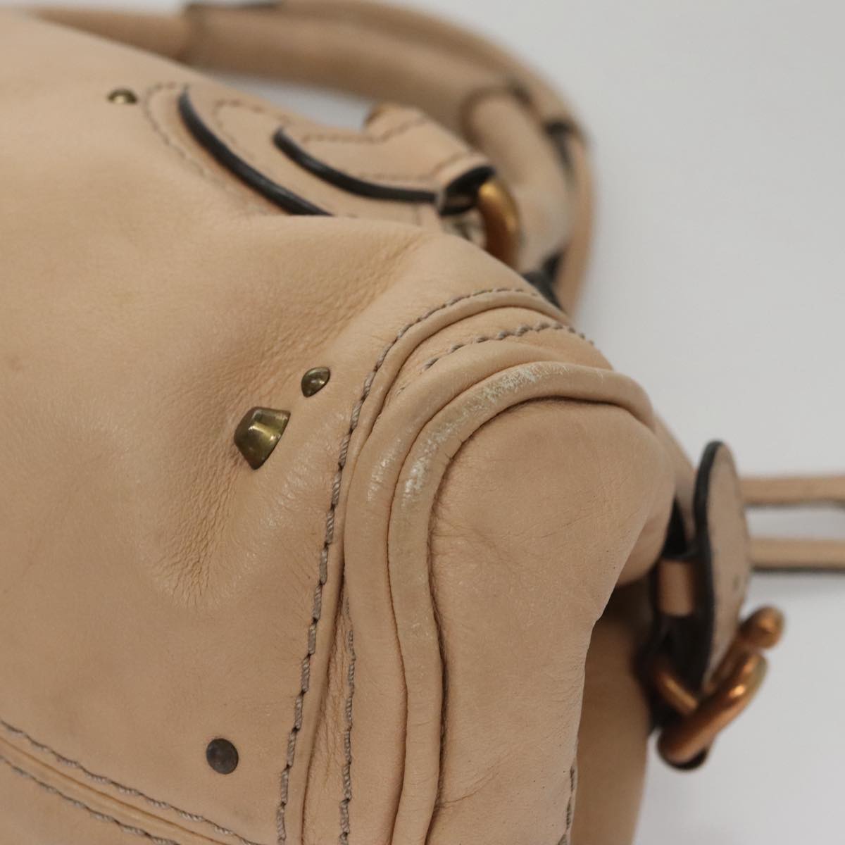 Chloe Paddington Mini Hand Bag Leather Beige Silver 111190