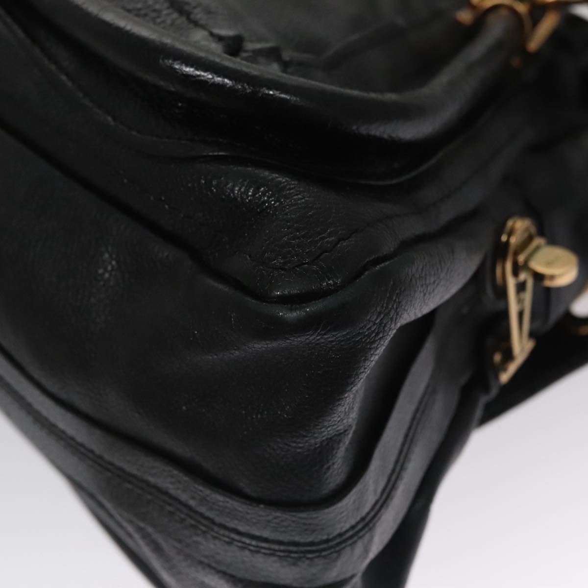Chloe Paraty Hand Bag Leather 2way Black Gold 111441