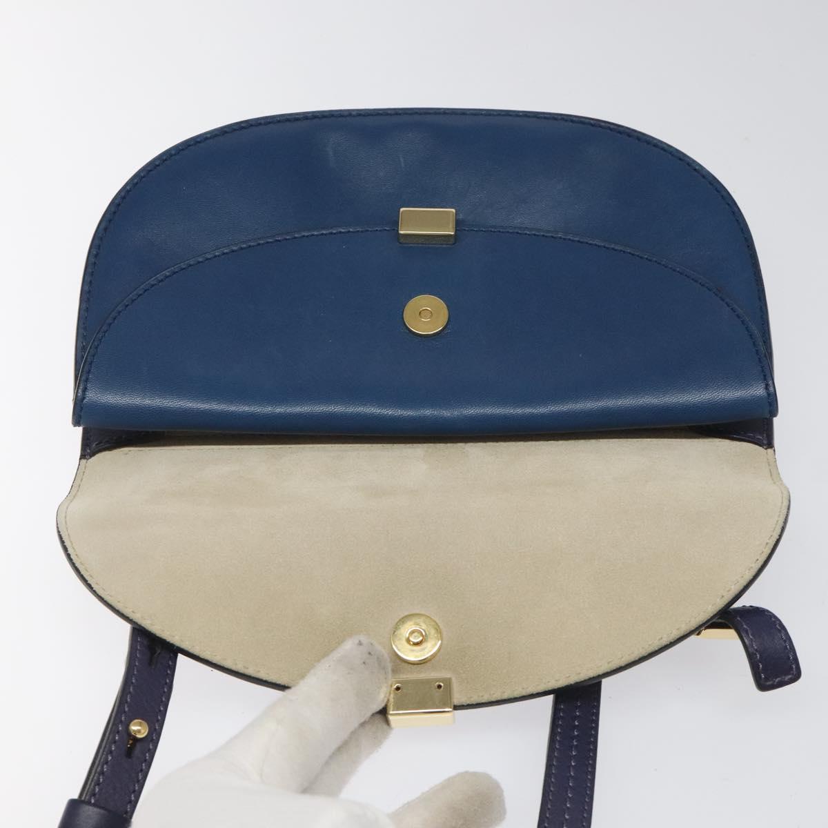Chloe Georgia Shoulder Bag Leather Blue Gold 112310