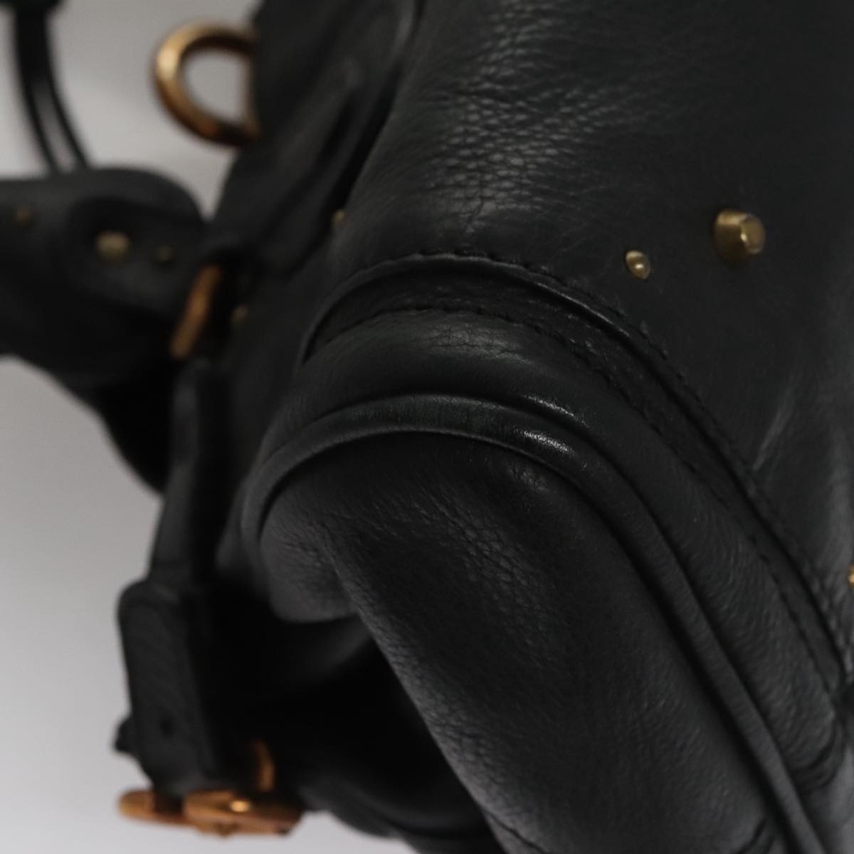 Chloe Paddington Hand Bag Leather Black Silver 112426