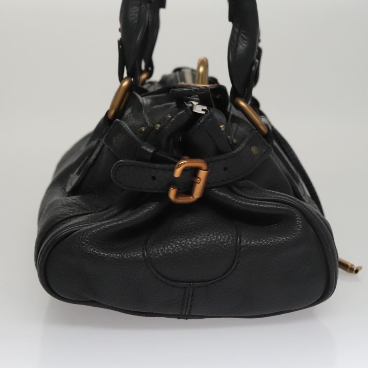 Chloe Paddington Hand Bag Leather Black Silver 112426