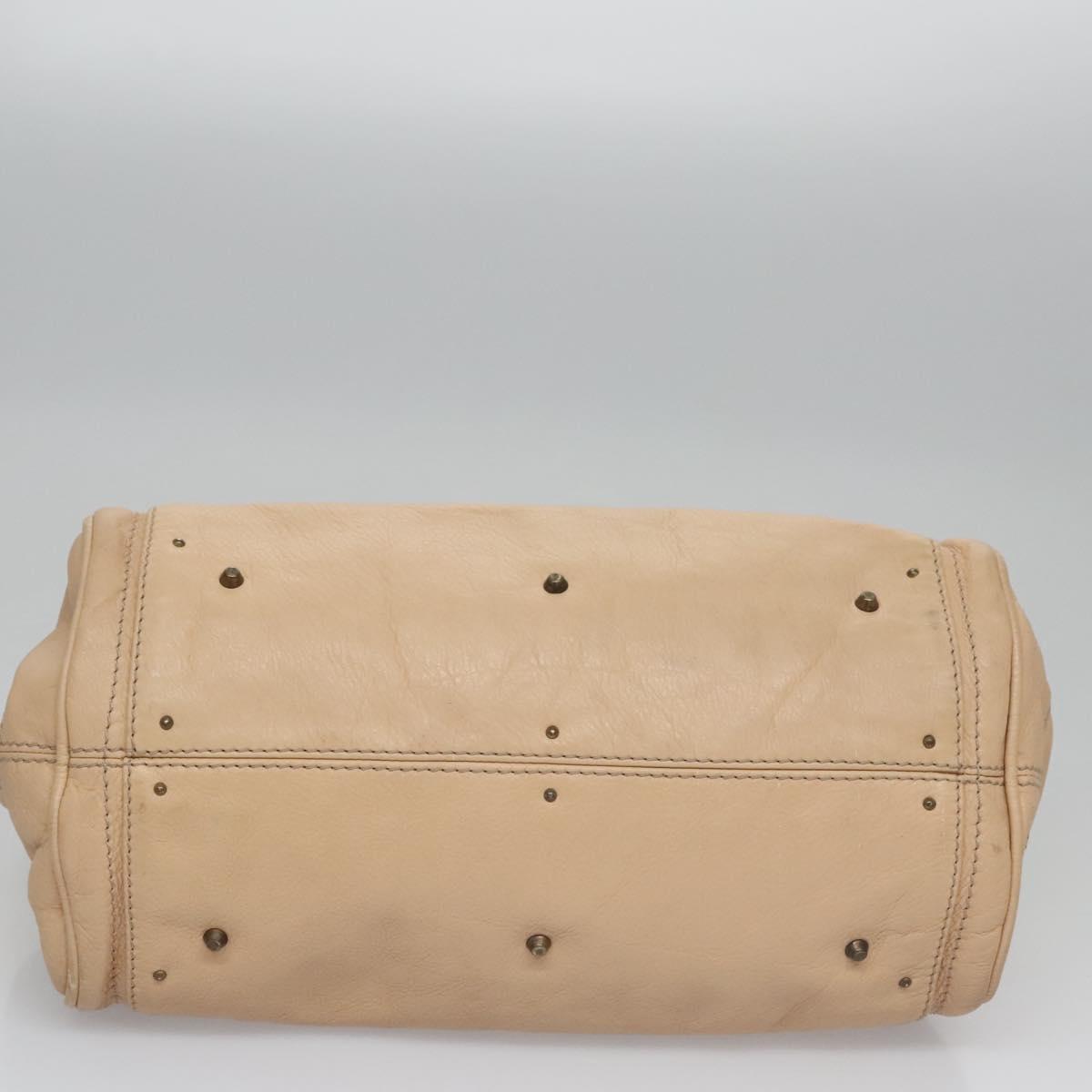 Chloe Paddington Hand Bag Leather Beige Silver gold 113238