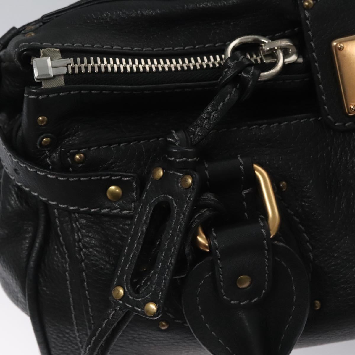 Chloe Paddington Hand Bag Leather Black Gold Silver 113733