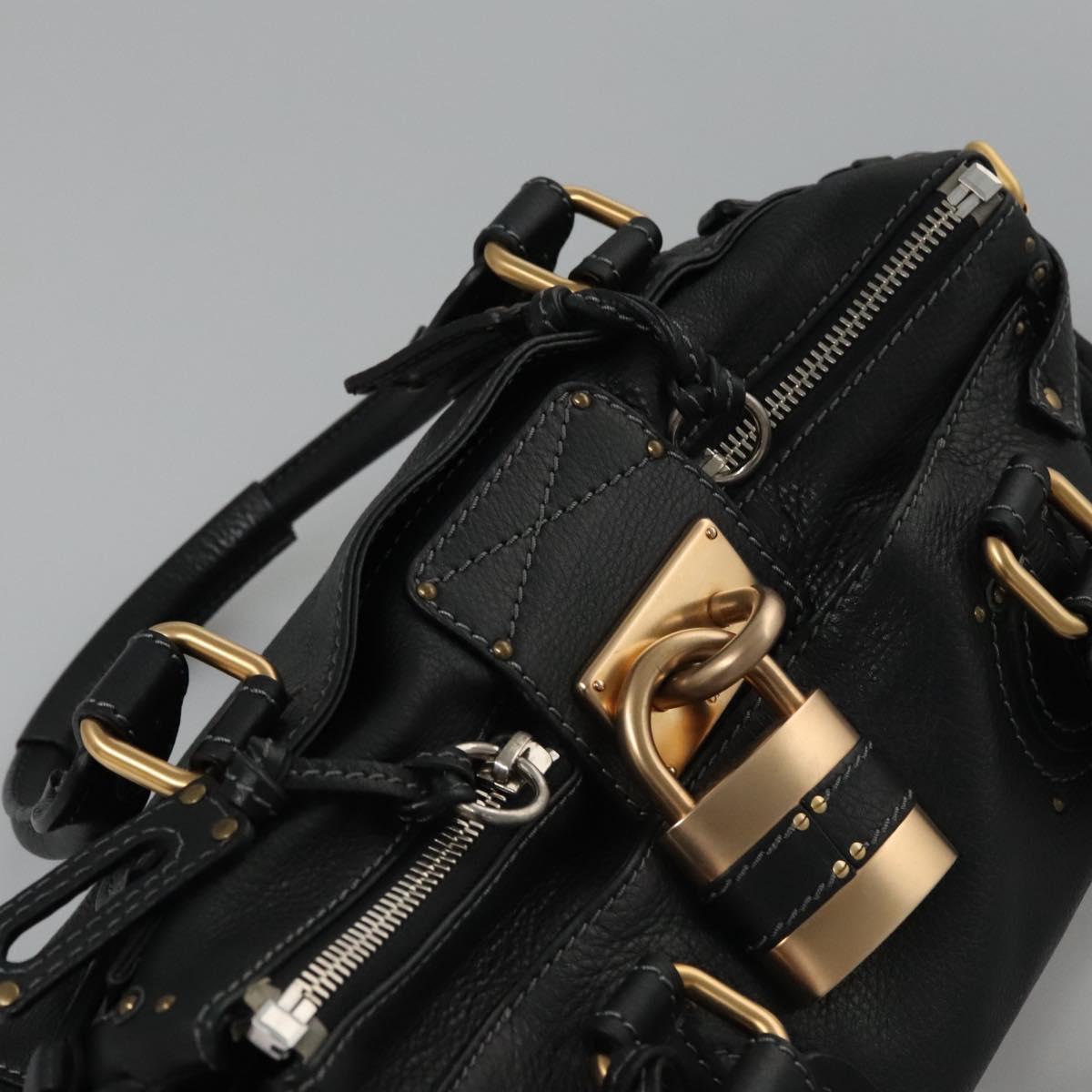 Chloe Paddington Hand Bag Leather Black Gold Silver 113733