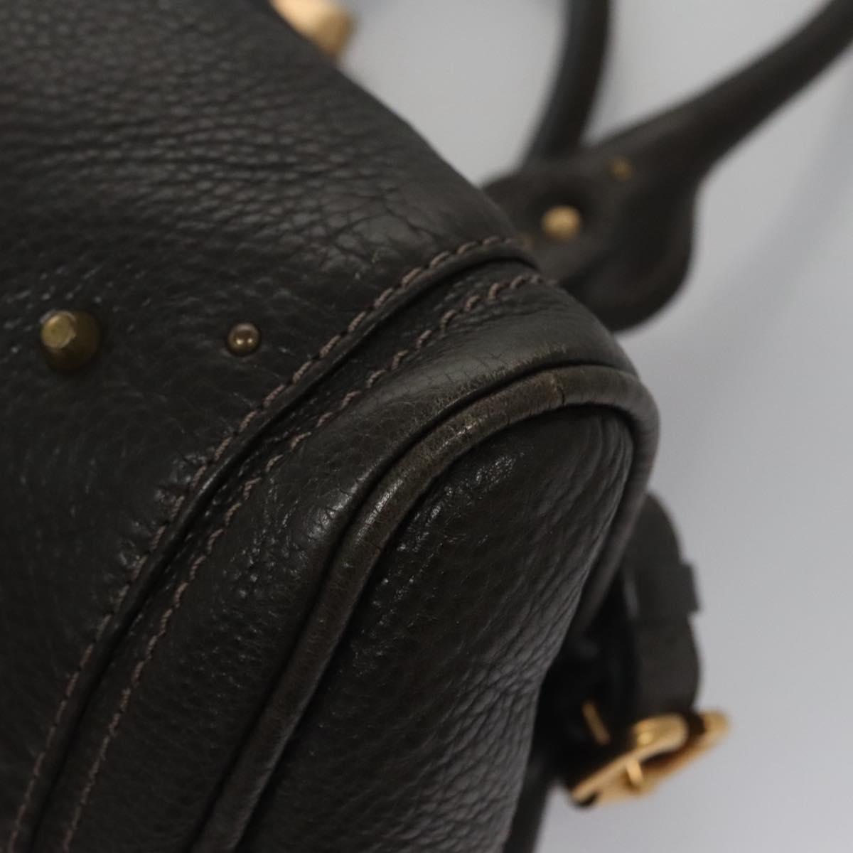 Chloe Paddington Hand Bag Leather Dark Brown Gold Silver 113775