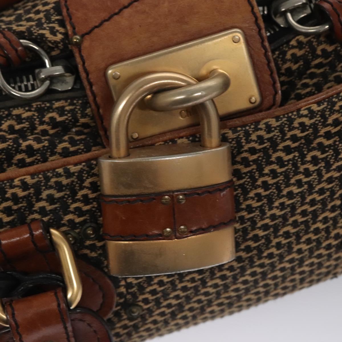 Chloe Paddington Hand Bag Leather Tweed Brown 113776