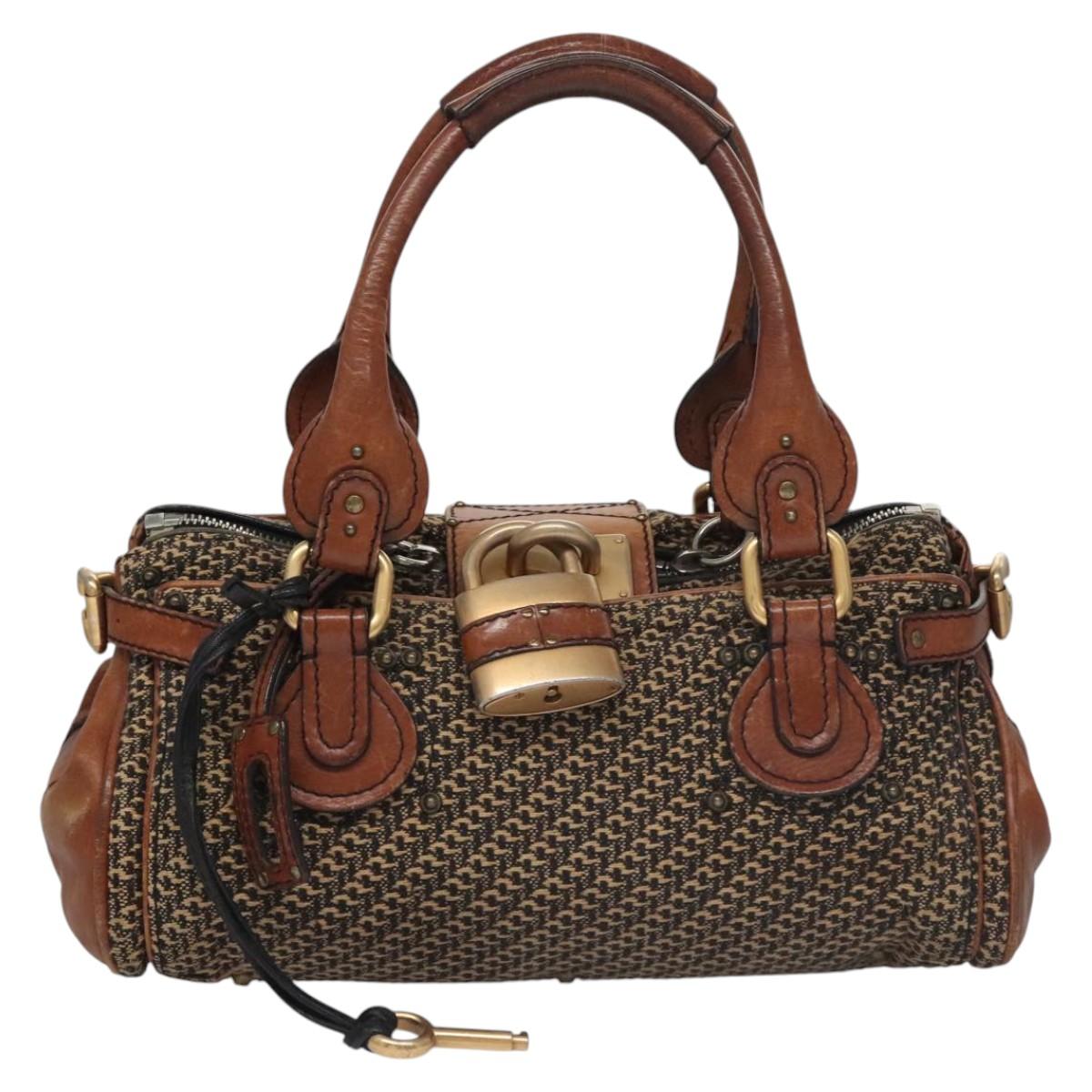 Chloe Paddington Hand Bag Leather Tweed Brown 113776