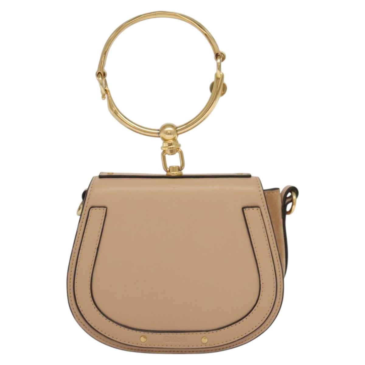 Chloe Nile Hand Bag Leather 2way Beige 115680