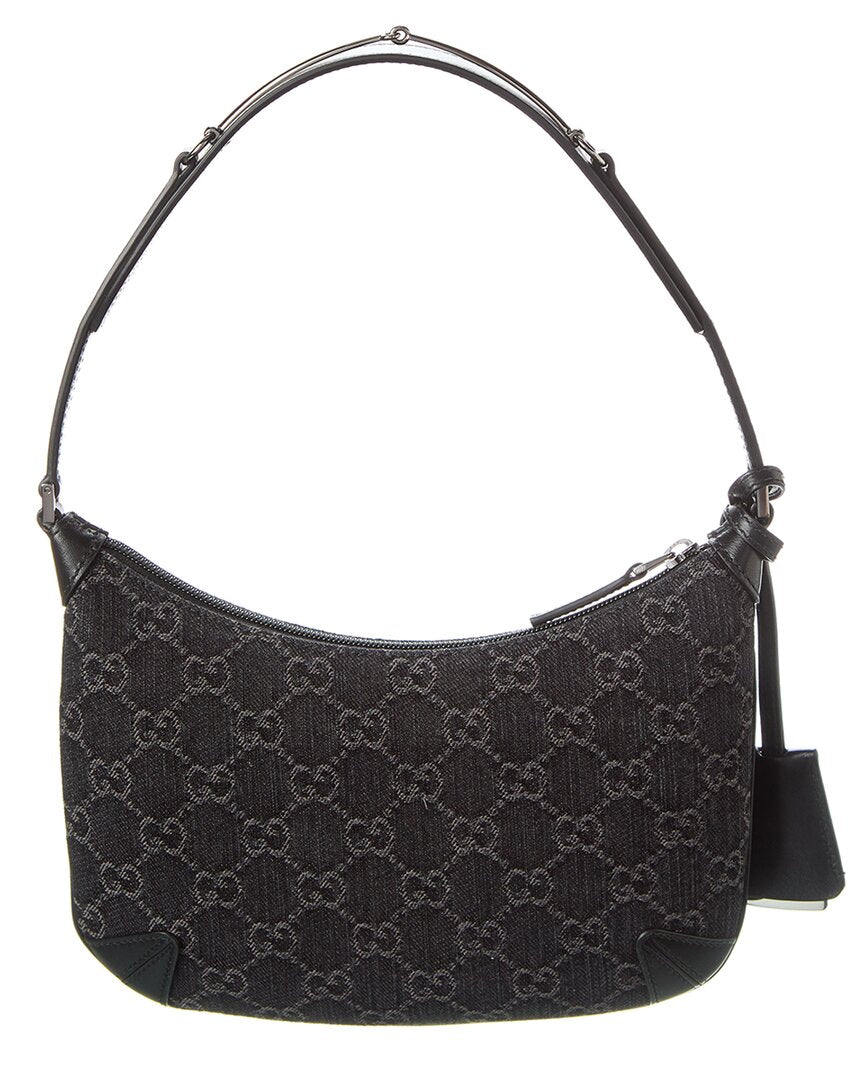 Gucci Horsebit Slim Small Gg Denim Shoulder Bag