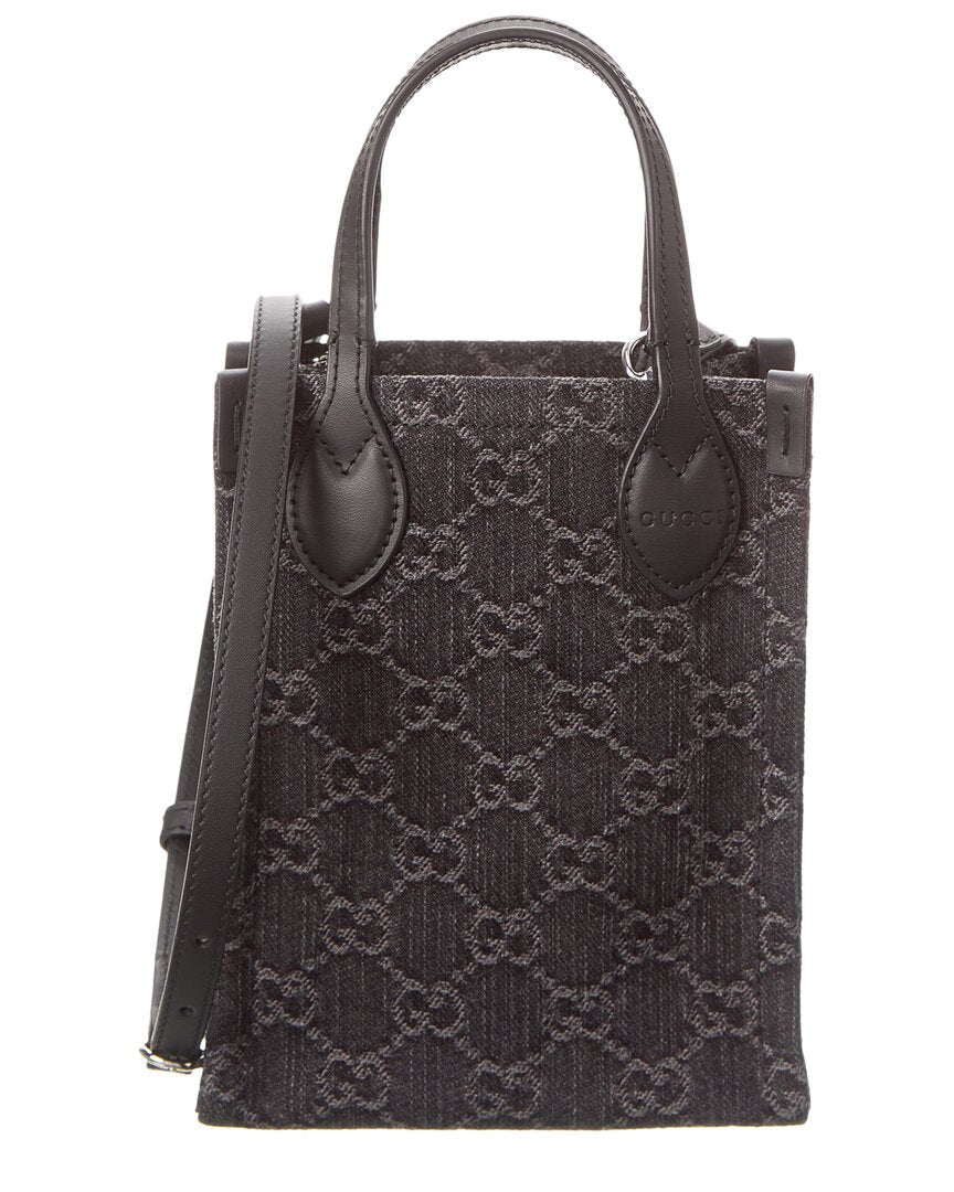 Gucci Ophidia Mini Gg Denim & Leather Shoulder Bag