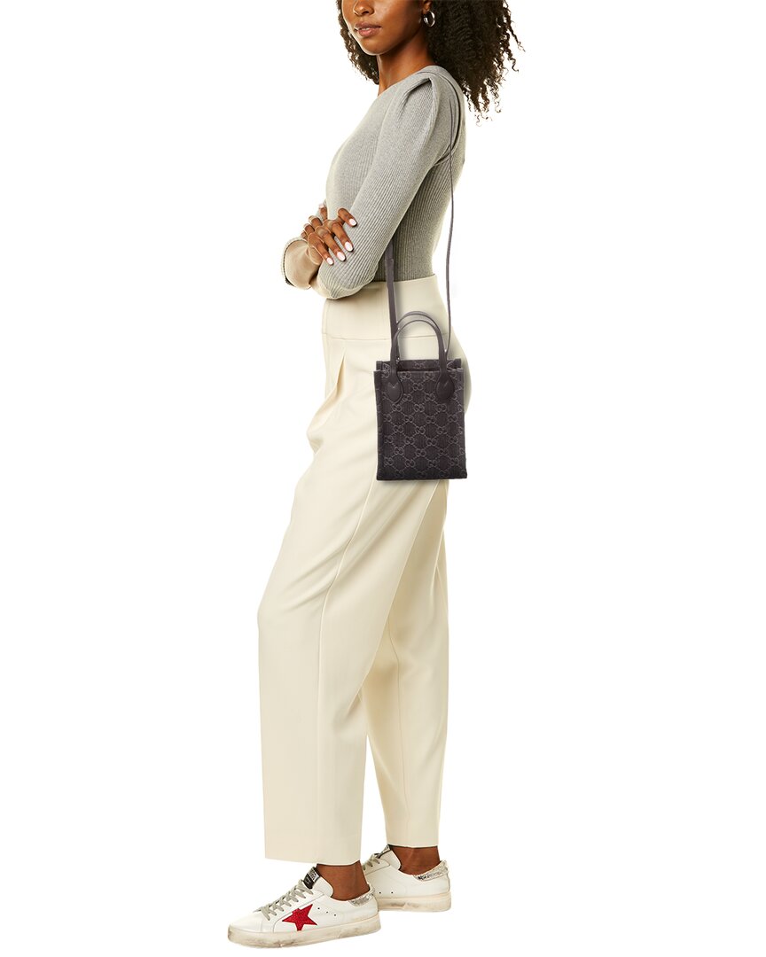 Gucci Ophidia Mini Gg Denim & Leather Shoulder Bag