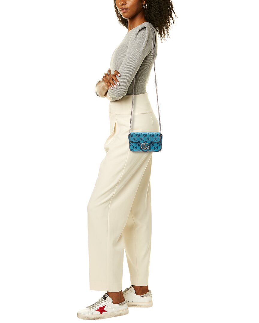 Gucci Gg Marmont Super Mini Gg Canvas & Leather Shoulder Bag