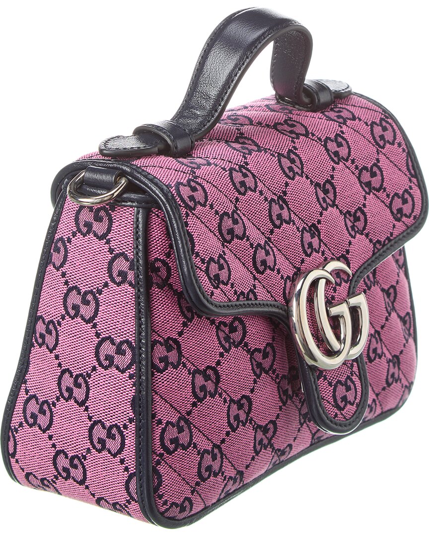 Gucci Gg Marmont 2.0 Top Handle Canvas & Leather Bag