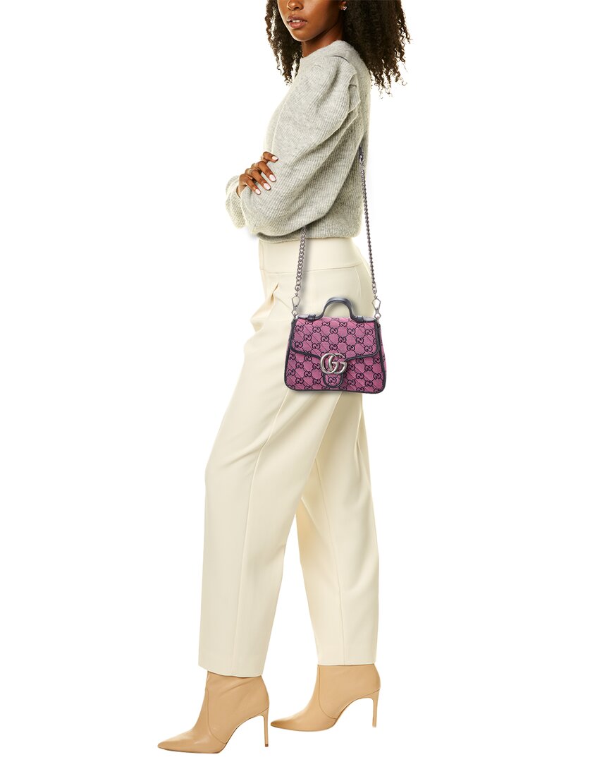 Gucci Gg Marmont 2.0 Top Handle Canvas & Leather Bag